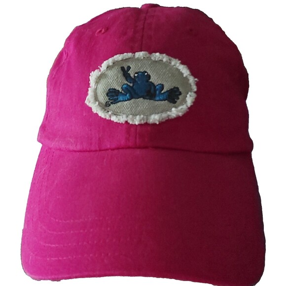 Peace Frog Red with Green Patch and Blue Frog Emblem Strap Back Adjustable Cap - Picture 2 of 4